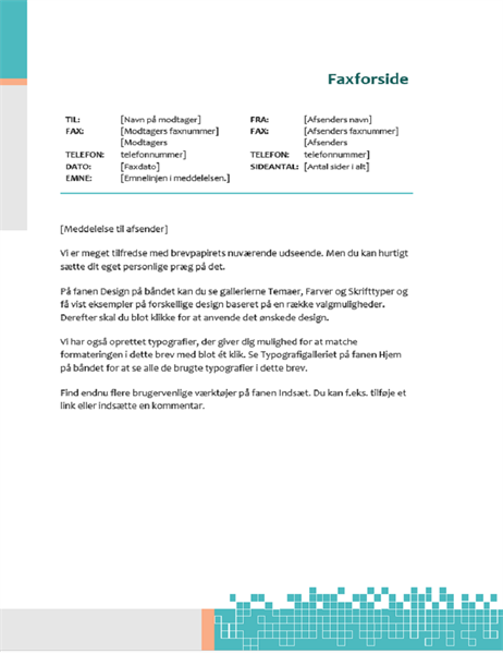 Faxforside med minimalistisk teknik Faxforside med minimalistisk teknik