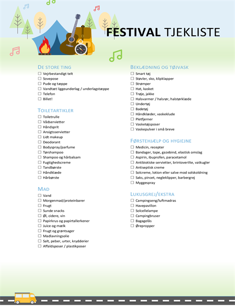 Tjekliste for festival Tjekliste for festival