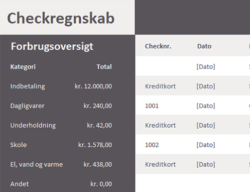 Checkregnskab Checkregnskab
