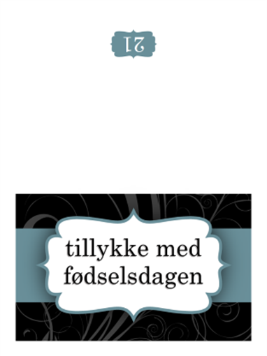 Fødselsdagskort (design med blåt bånd, foldet på midten) Fødselsdagskort (design med blåt bånd, foldet på midten)