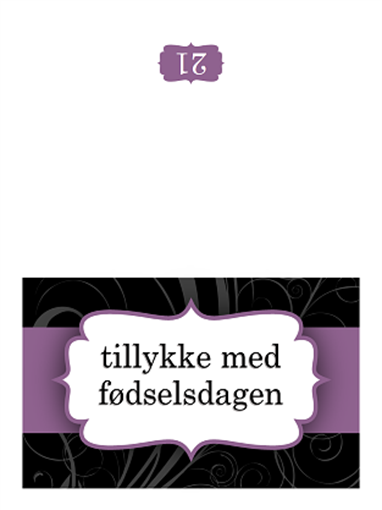 Fødselsdagskort (design med lilla bånd, midterfold) Fødselsdagskort (design med lilla bånd, midterfold)