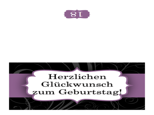 Geburtstagskarte (im Design "Lilafarbenes Band", Mittelfaltung) Geburtstagskarte (im Design "Lilafarbenes Band", Mittelfaltung)