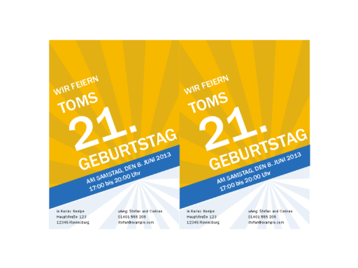 Geburtstagseinladungen (goldene Strahlen) Geburtstagseinladungen (goldene Strahlen)