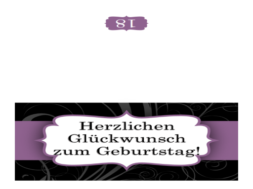 Geburtstagskarte (im Design "Lilafarbenes Band", Mittelfaltung) Geburtstagskarte (im Design "Lilafarbenes Band", Mittelfaltung)