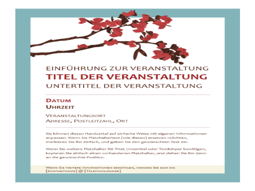 Frühlingshafter Handzettel (Design mit blühendem Zweig) Frühlingshafter Handzettel (Design mit blühendem Zweig)