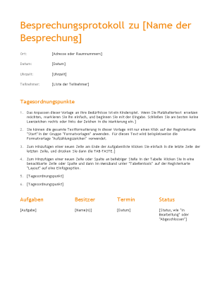 Besprechungsnotizen (Design "Orange") Besprechungsnotizen (Design "Orange")