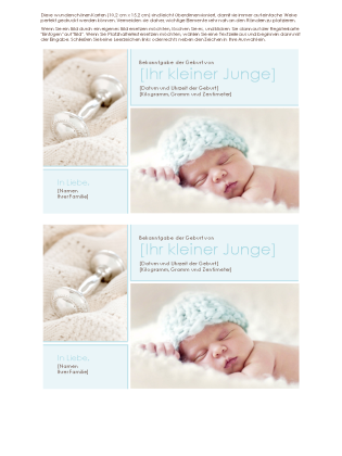 Geburtsanzeige für einen kleinen Jungen Geburtsanzeige für einen kleinen Jungen