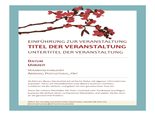 Frühlingshafter Handzettel (Design mit blühendem Zweig) Frühlingshafter Handzettel (Design mit blühendem Zweig)