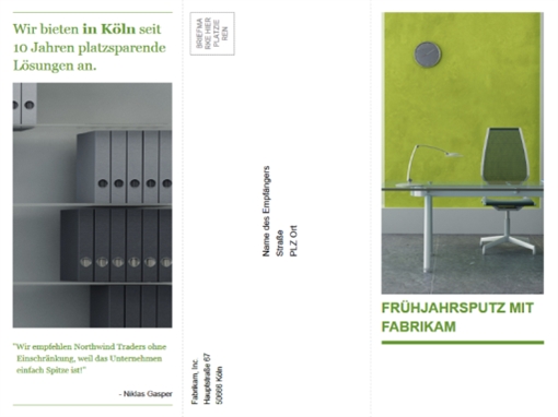 Dreifach gefaltete Geschäftsbroschüre (Design grün, schwarz) Dreifach gefaltete Geschäftsbroschüre (Design grün, schwarz)
