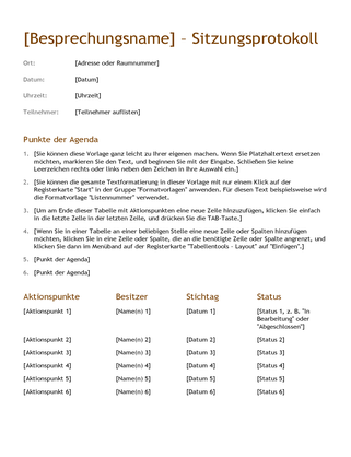 Besprechungsnotizen (Design "Orange")