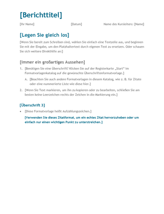Bericht für Schüler und Studierende Bericht für Schüler und Studierende