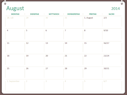 Akademischer Kalender 2014 - 2015 (August - Juli) Akademischer Kalender 2014 - 2015 (August - Juli)