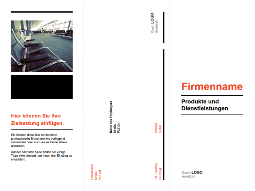 Dreifach gefaltete Geschäftsbroschüre (Design schwarz, rot) Dreifach gefaltete Geschäftsbroschüre (Design schwarz, rot)