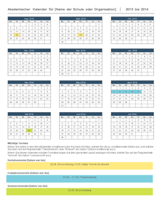 Akademischer Kalender 2014 Akademischer Kalender 2014