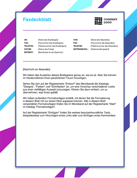 Page de garde de télécopie graphique violet Page de garde de télécopie graphique violet