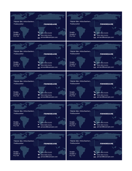 Cartes de visite avec carte (10 par page) Cartes de visite avec carte (10 par page)