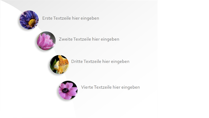 Animierte farbige Bilder, die auf der Folie verkleinert werden