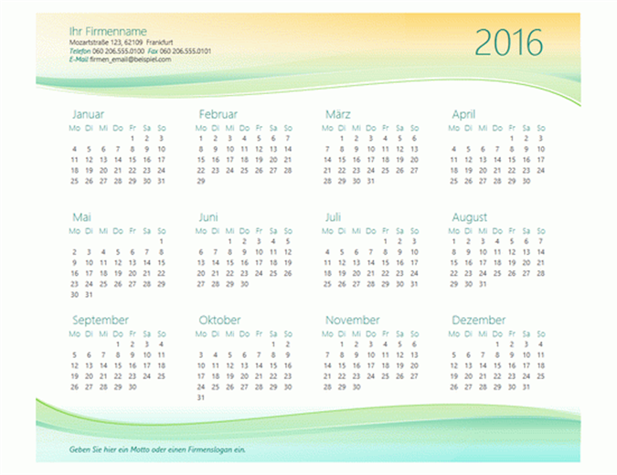 Kalender für kleine Unternehmen (beliebiges Jahr) Kalender für kleine Unternehmen (beliebiges Jahr)