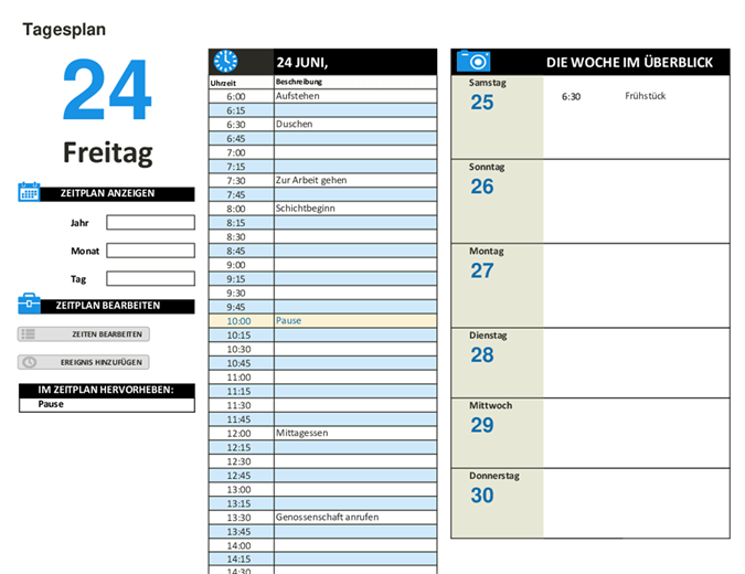 Tägliche Aufgabenplanung Tägliche Aufgabenplanung
