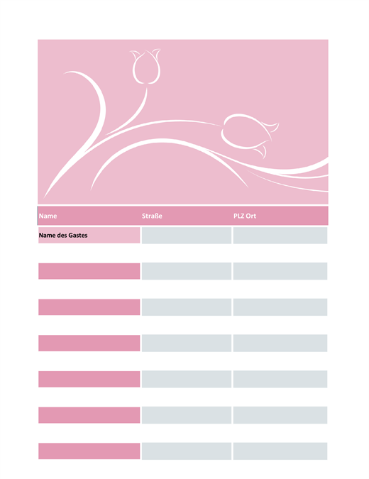 Liste des invités au mariage (tulipes) Liste des invités au mariage (tulipes)