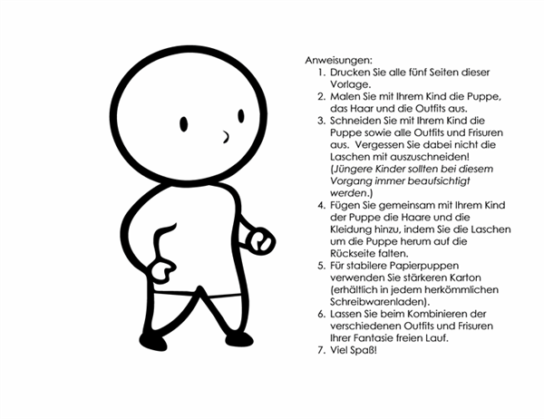 Papierpuppe (Junge, zum Ausmalen) Papierpuppe (Junge, zum Ausmalen)