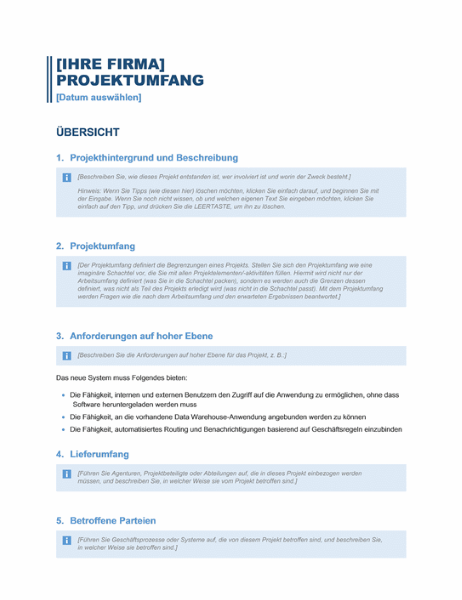 Projektumfang Projektumfang