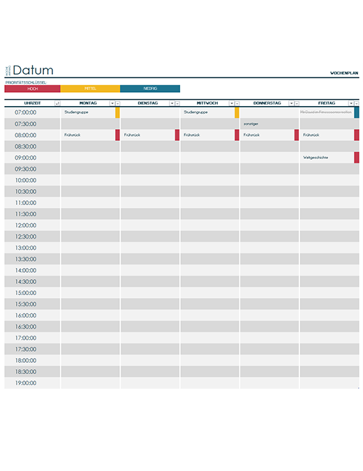 Studien-Wochenplan Studien-Wochenplan