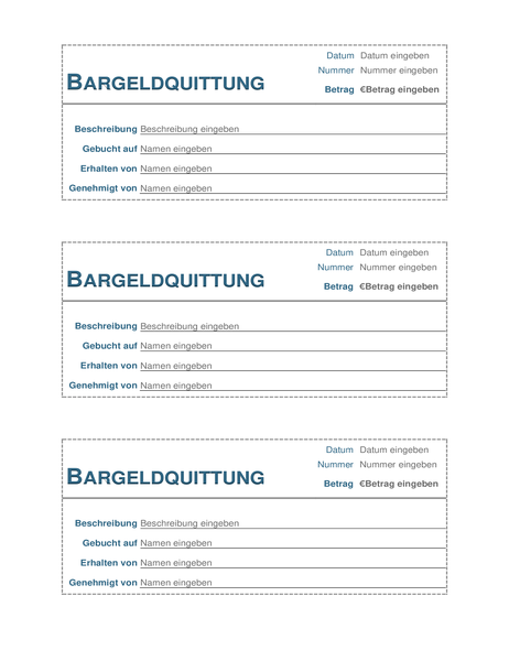 Bargeldquittung (3 pro Seite) Bargeldquittung (3 pro Seite)
