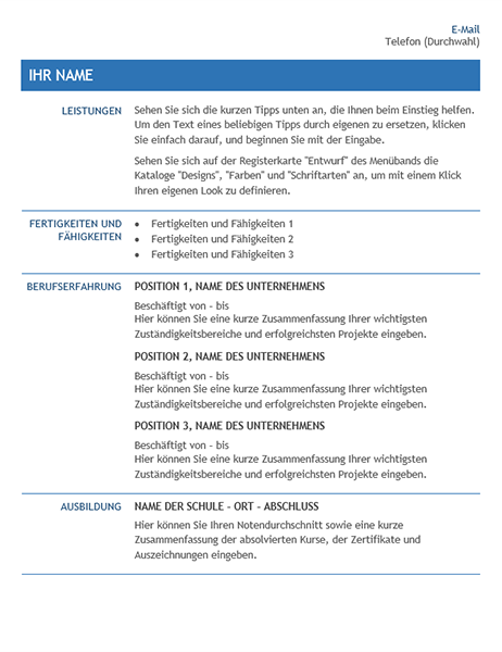 Lebenslauf für interne Stellenausschreibung