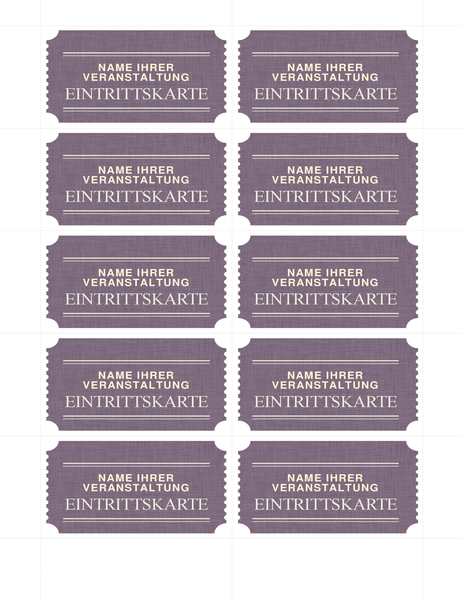 Einfache Eintrittskarten (10 pro Seite) Einfache Eintrittskarten (10 pro Seite)