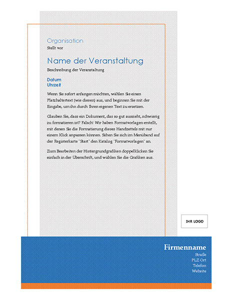 Allgemeiner Veranstaltungshandzettel Allgemeiner Veranstaltungshandzettel