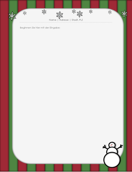 Briefpapier für die Feiertage (mit Schneemann) Briefpapier für die Feiertage (mit Schneemann)