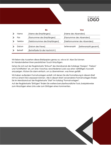 Modernes Faxdeckblatt "Winkel" Modernes Faxdeckblatt "Winkel"