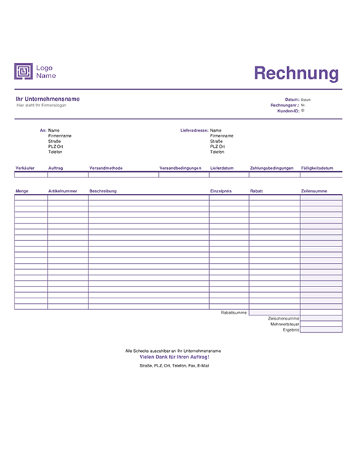 Verkaufsrechnung (Design „Einfache Linien“) Verkaufsrechnung (Design „Einfache Linien“)