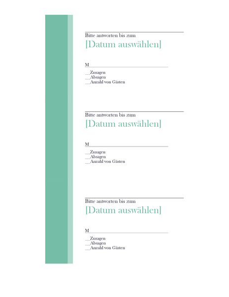 Antwortkarten für Hochzeit (3 pro Seite) Antwortkarten für Hochzeit (3 pro Seite)