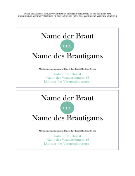 Einfache Hochzeitseinladungen (2 pro Seite) Einfache Hochzeitseinladungen (2 pro Seite)