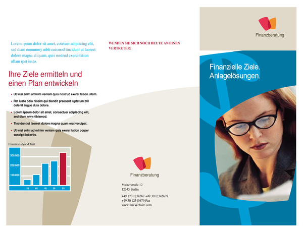 Broschüre für Finanzunternehmen (dreifach gefaltet) Broschüre für Finanzunternehmen (dreifach gefaltet)