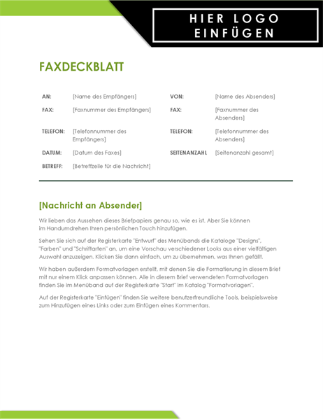 Faxdeckblatt "Logo fett" Faxdeckblatt "Logo fett"