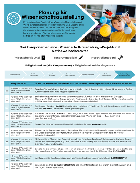 Planer für naturwissenschaftliche Projekte Planer für naturwissenschaftliche Projekte