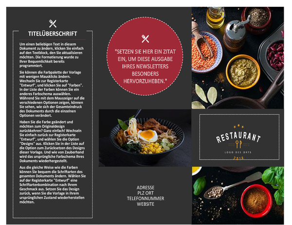 Restaurantbroschüre Restaurantbroschüre