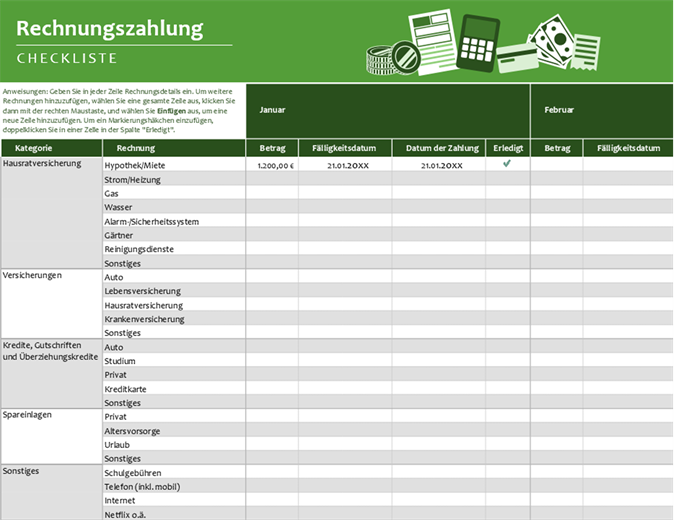 Checkliste für die Bezahlung von Rechnungen Checkliste für die Bezahlung von Rechnungen