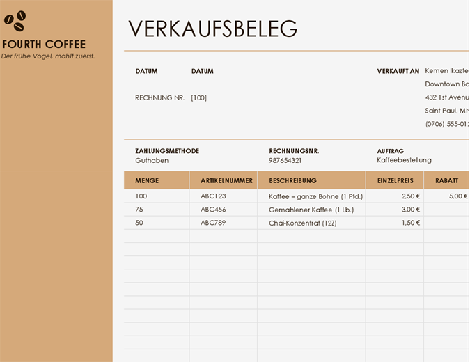 Verkaufsbeleg mit Logo Verkaufsbeleg mit Logo