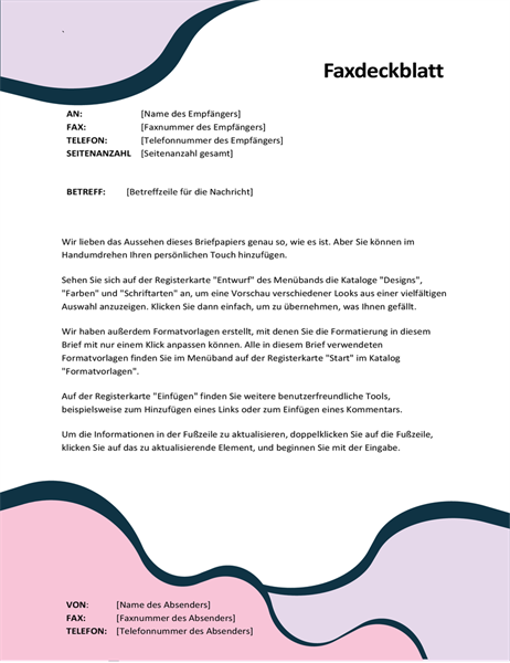 Page de garde de télécopie Formes organiques Page de garde de télécopie Formes organiques