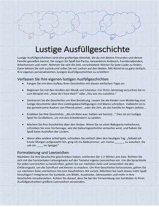 Lustige Lückenfüller-Geschichte Lustige Lückenfüller-Geschichte