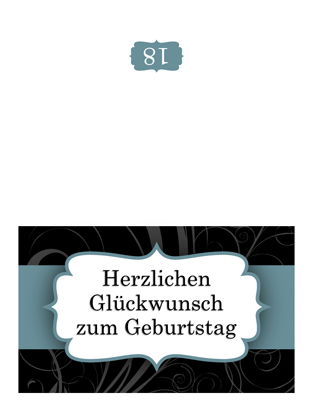 Geburtstagskarte (blaues Band, Mittelfaltung) Geburtstagskarte (blaues Band, Mittelfaltung)
