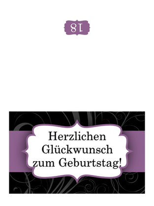 Geburtstagskarte (im Design "Lilafarbenes Band", Mittelfaltung) Geburtstagskarte (im Design "Lilafarbenes Band", Mittelfaltung)