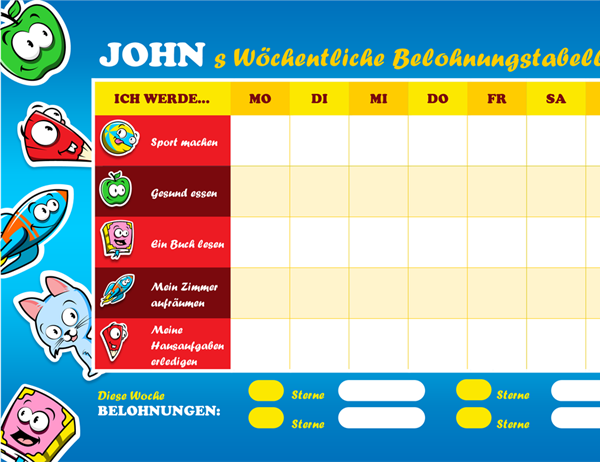 Belohnungsdiagramm für Kinder Belohnungsdiagramm für Kinder