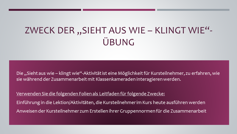 „Sieht aus wie – klingt wie“-Präsentation „Sieht aus wie – klingt wie“-Präsentation