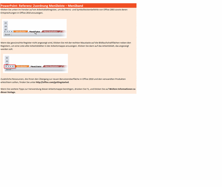 Referenzarbeitsmappe: PowerPoint 2010-Menüband im Vergleich zur menügesteuerten Benutzeroberfläche Referenzarbeitsmappe: PowerPoint 2010-Menüband im Vergleich zur menügesteuerten Benutzeroberfläche