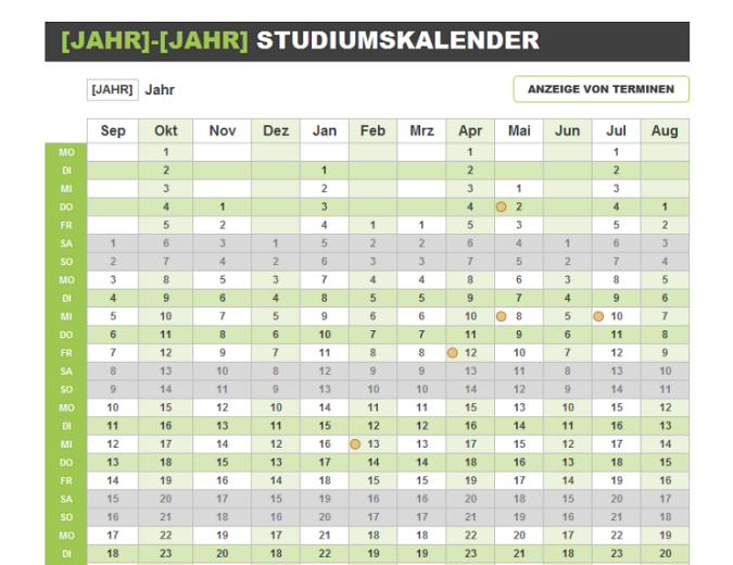 Studienjahrplaner Studienjahrplaner
